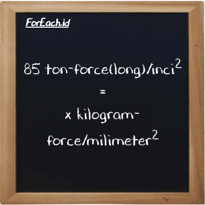 Contoh konversi ton-force(long)/inci<sup>2</sup> ke kilogram-force/milimeter<sup>2</sup> (LT f/in<sup>2</sup> ke kgf/mm<sup>2</sup>)